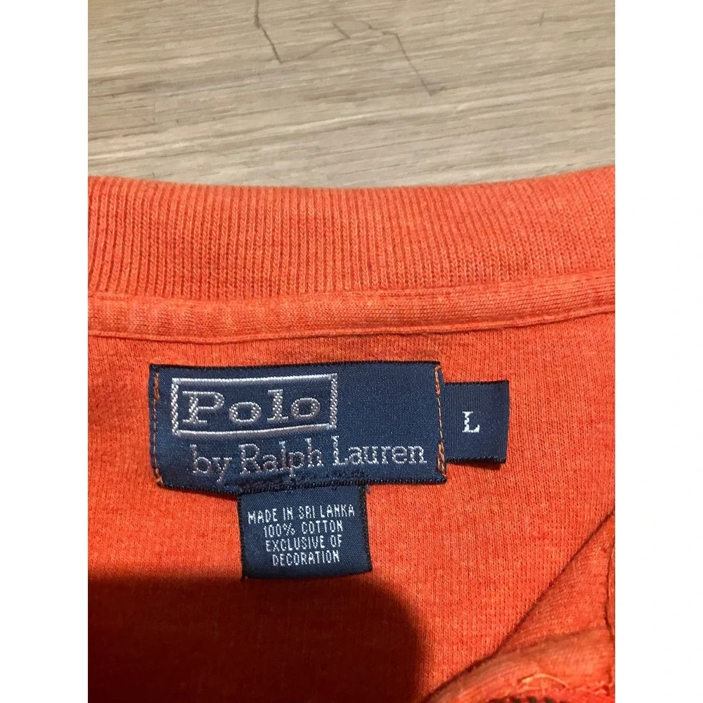 Polo Ralph Lauren Mens Orange 100% Cotton Quarter Zip Pullover Sweater Size L